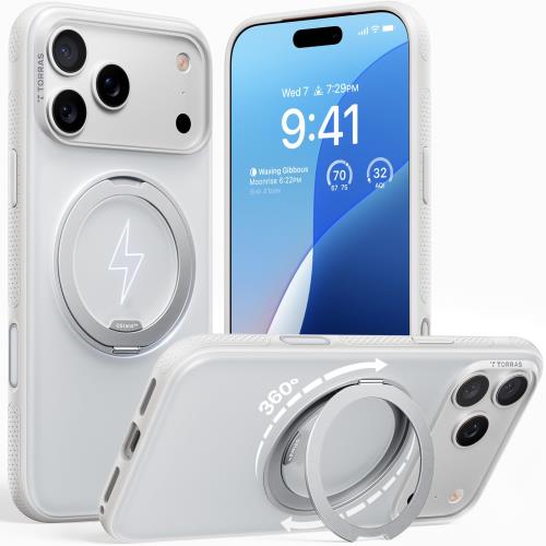 TORRAS iPhone 17 Pro 用容れもの カチカチ・多役立つこと360度回転させる照明ランプ輪っか Ostand O3 Fitness MagSafe相応う 米軍MIL標準尺度耐衝撃 照明ランプ 指紋押しとどめる 黄変押しとどめる カメラコン