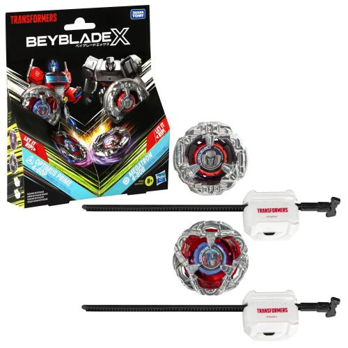 ベイブレード X トランスフォーマー コラボ オプティマスプライム 4-60P vs メガトロン 4-80B マルチパックセット トップス2個ランチャー2個付き 8歳の男の子と女の子用のバトルトップトイ ()