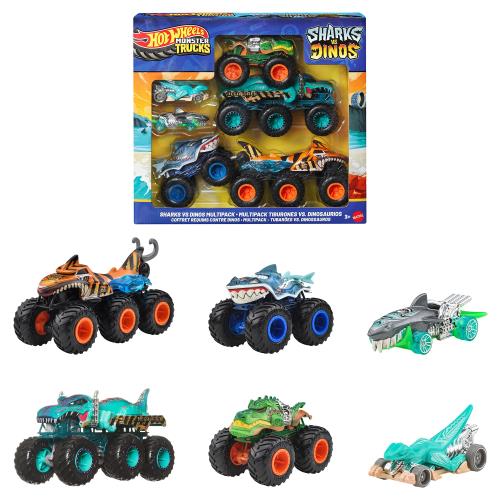 ホットウィール(Hot Wheels) モンスタートラック シャーク vs. ダイノコレクションセット 乗り物おもちゃ ミニカー 6台入り 3歳から マルチ JGD68