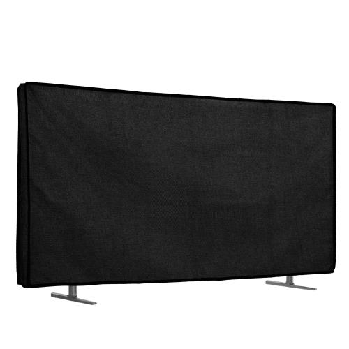 kwmobile 65 TV対応 テレビカバー - 防塵カバー 液晶テレビ 保護カバー ホコリよけ リネン 黒色