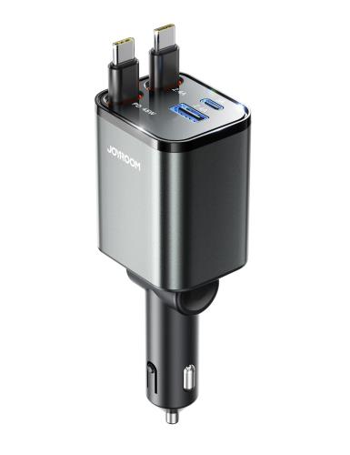 巻き取り式・2本USB-CJOYROOM 車載充電器 巻き取り式充電ケーブル 車 シガーソケット 84W4台同時充電・超コンパクト設計 カーチャージャー 急速充電 12V/24V対応 iPhone/Android対応