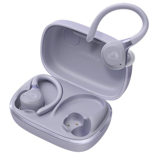 JVCケンウッド Victor HA-EC77T-V ワイヤレスイヤホン Bluetooth 5.4 ノイズキャンセリング イヤーフック 運動競技 マイクロホン付 小型 軽さ 雨合羽 防塵 IP57 本体質量6.0g(片耳) 最高限度40第四次元生まれ変わり パープル TV・オーディオ・カメラ-オーディオ