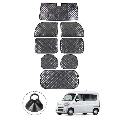 Cartist ホンダ N-Van JJ1 JJ2型 サンシェード フルセットマルチサンシェード エヌバン H30.7-現行 遮光シェード カーテン 5層構造 車中泊 ブラックメッシュサンシェード 車種専用 プライバシー保護 暑さ対策 車用 仮眠 UVカット 盗難防止 日除け 吸盤付き 取付簡単 収納ポー