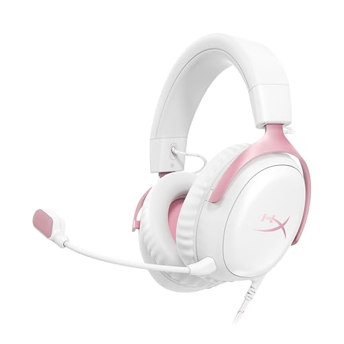 ハイパーエックス(HyperX) HyperX Cloud III? ゲーミングヘッドセット DTS Headphone:X空間オーディオ 53mmドライバー搭載 Cloud IIの 快適性 ホワイト ピンク PC、PS5、PS4、Xboxシリーズ、Nintendo Switch、モバイル 9W1Q4AA