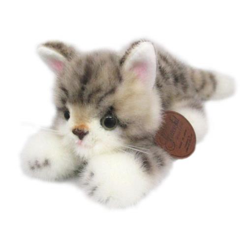 三英貿易 オリジナル ぬいぐるみ グレイスフル(日本製) こねこのミーヤ 這い グレー W12×D18×H9cm ネコ 復刻