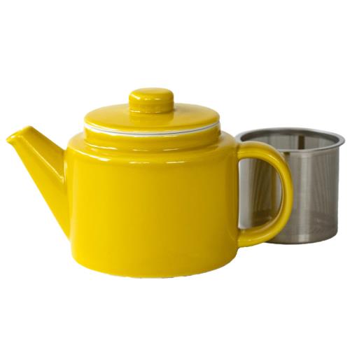 波佐見焼 「 コモン 」 ポット イエロー (スーパーステンレス 茶こし付) 500ml 13872