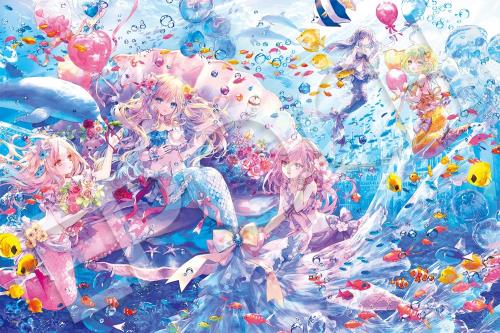 エポック社 1000天下太平 謎あわせ 小間絵/作物 ファンタジックアート/おにねこ 人魚 寄りあい (50×75糎) 12-524s のり付き添い人 ヘラ付き添い人 五線譜券付き添い人 EPOCH
