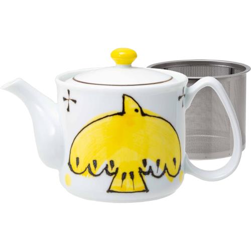 西海陶器 波佐見焼 一誠陶器 ティーポット 約500ml (スーパーステンレス茶こし付) aile エル イエロー 日本製 20452