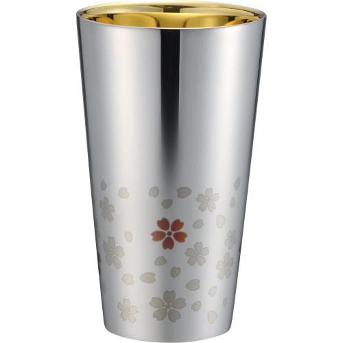 和平フレイズ 燕三条 桜 ステンレス タンブラー 300ml シルバー 保温 保冷 二重構造 さくら街道 ME-7349