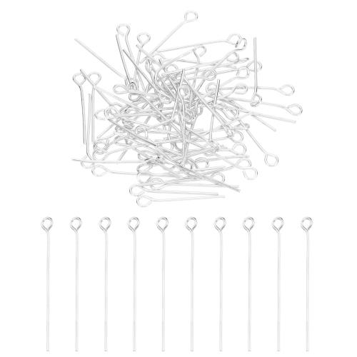 PATIKIL 20mm 9ピン qピン 丸ピン 400本 0.7mm ステンレスピン ニードルアイピン 宝石作り イヤリング ネックレス ブレスレット DIY クラフト用 シルバートーン画像