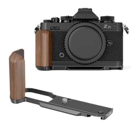 SmallRig Nikon対応 Z fc用 木製L型ハンドル カメラ用 (ブラック) グリップホルダー 1/4- 20 ネジ穴付きレトロスタイルサイドハンドル コールドシュー Arca 用クイックリリースプレート (ブラック) 4802