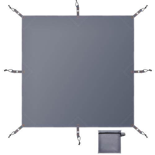 DANOFY グランドシート 防水 270x270 テントシート - 厚手 210D生地 耐水圧 3000mm レジャーシート 軽量 コンパクト 収納袋付き キャンプ アウトドア 登山 ピクニック マット グレイ