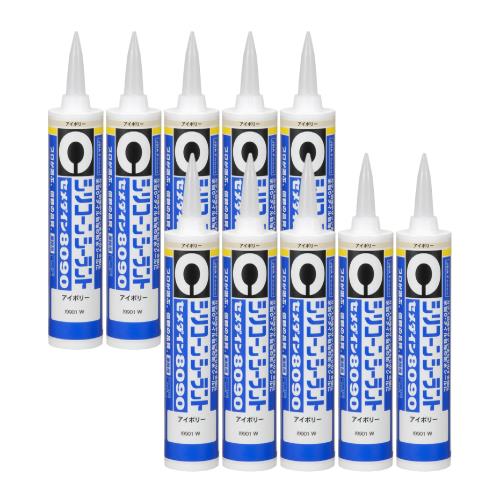 セメダイン(Cemedine) シリコーンシーラント 8090 象牙色 330mL SR-246 10本書き割り