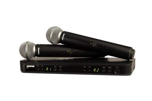SHURE シュア ワイヤレスマイクシステム BLX288/SM58 : BLX2/SM58ハンドヘルド型ダイナミックマイク 2本 BLX88受信機 デュアルチャンネル プロ仕様 歌 歌手 ボーカル