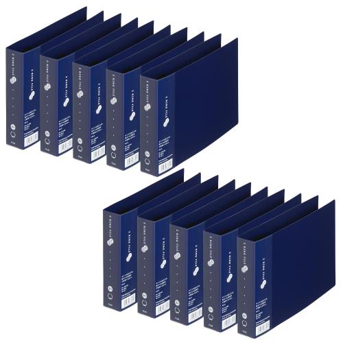 プラス 2リングファイル スーパーエコノミー A5横 ネイビー 10冊セット