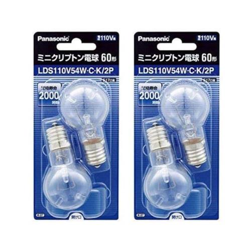 パナソニック(Panasonic) ミニクリプトン白熱電球 110V 60W形(54W) E17口金 35粍径 せつ然たる 2個入り口・入口 LDS110V54WCK2P (2個書き割り)
