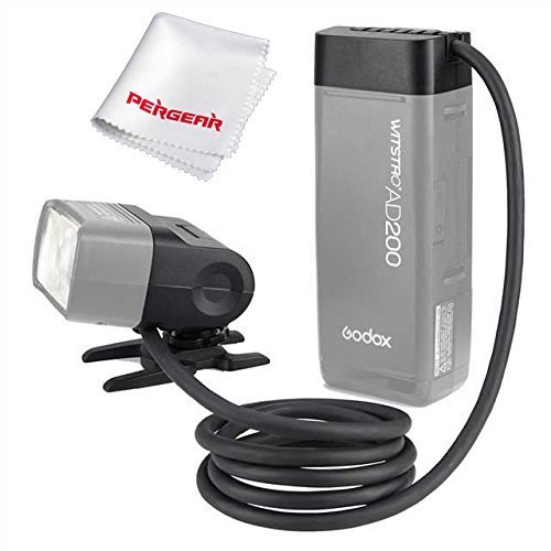 Godox EC200 200W 拡張フラッシュヘッド 2M長さのケーブル AD200裸球ヘッドとスピードライトヘッド用 Godox AD200とAD200pro対応 (AD200ストロポは同梱しません）PERGEARクリーニングクロス同梱