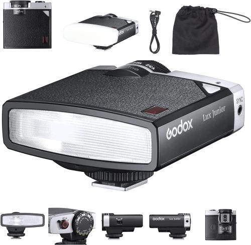 GODOX Lux Junior レトロ カメラ フラッシュ ストロボ スピードライト GN12 6000K±200K CCT 自動手動モード 1/1-1/64 フラッシュパワー 焦点距離28mm フィルムカメラ