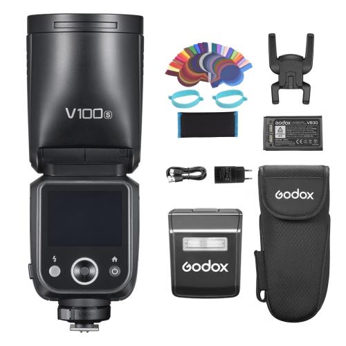 GodoxGodox V100S V100-S 100Ws TTL タッチスクリーン ラウンドヘッドカメラフラッシュスピードライト、Sonyカメラ用 2.4G ワイヤレス、フルパワーフラッシュ 400 回、リサイクル時間 1.7 秒、1/8000 HSS、10 レベル LED モデリングランプ