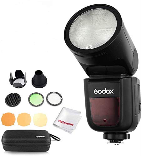 Godox正規代理＆技適マークGodox V1-C フラッシュストロボ 2.4G TTLラウンドヘッドフラッシュスピードライト 10レベルLEDモデリングランプ Canonカメラ対応 [並行輸入品]