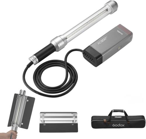 Godox AD-S200 ハンドヘルドフラッシュチューブスティックフラッシュヘッド 200Ws フラッシュパワー CCT 5800K±200K 取り外し可能なバーンドアキャリングバッグ付き Godox AD200/AD200Pro と互換性あり