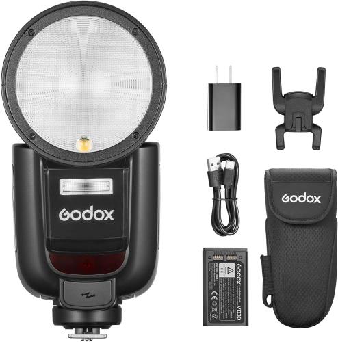 Godox V1Pro-F ラウンドヘッドカメラフラッシュ TTL 富士写真機用 2.4G X 無線電話 着脱式の補欠選手閃光電球SU-1属する USB-C申し受ける能力のある 76Ws 約1.3秒の再利用ひと休み