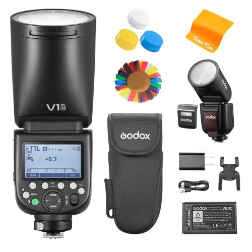 Godox V1 pro V1pro-N TTL 写真機閃光電球 Nikon 用、Godox V1-N 引きあげる点数、2.4G HSS 1/8000s イオン 76Ws 丸頭す早さ点火装置