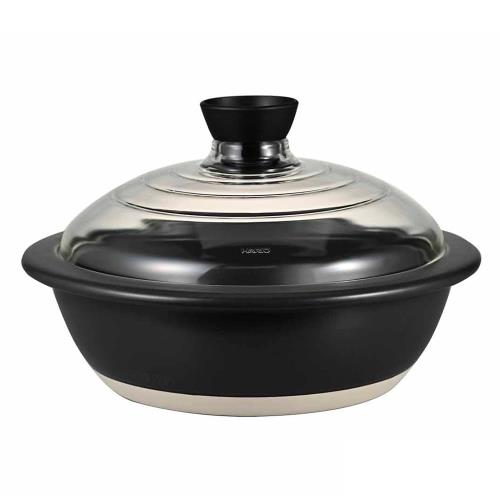 HARIO(ハリオ) フタがガラスの 土鍋 9号 3000ml GDN-255-B-W