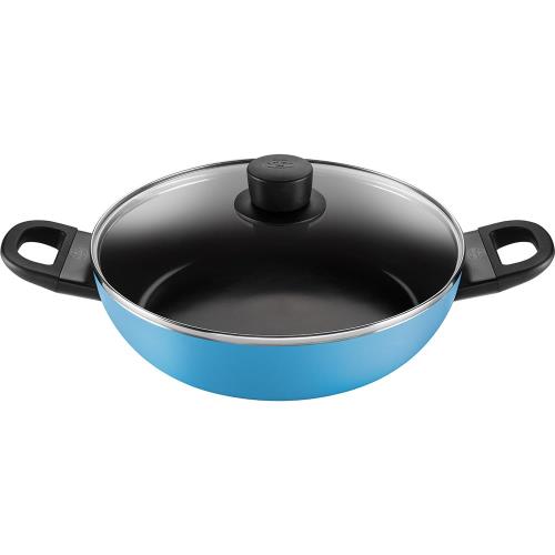 Ballarini バッラリーニ「 カプレラ サービングパン ガラス蓋付き 28cm ライトブルー イタリア製 」 両手 フライパン ガラス蓋 IH対応 セラミック コーティング 日本正規販売品 CAPRERA Z1025-110