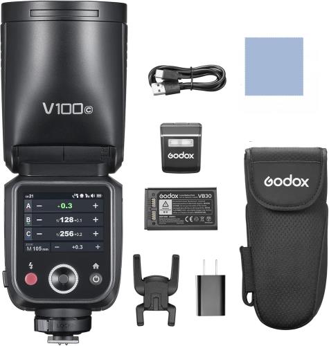 Godox V100C V100-C100Ws TTL 閃光電球 素早さ点火装置、Canon写真機用、2.4G 無線電話、外の方タッチスクリーン 閃光電球付き添い人、400 盛りだくさん力強さ 閃光電球、1.7 秒再利用第四次元