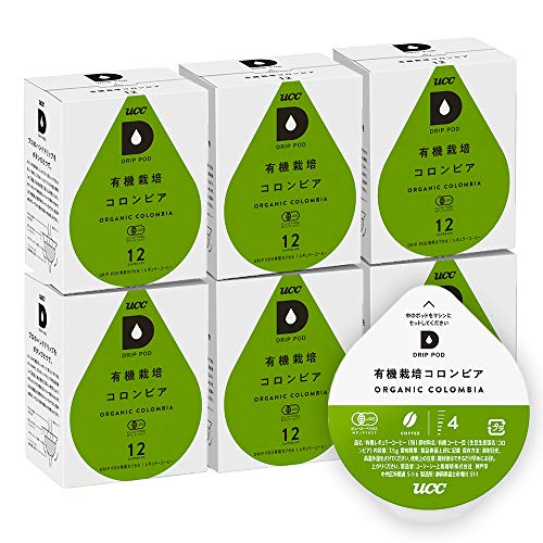 UCC ドリップポッド 専用カプセル 有機栽培コロンビア 12杯分 × 6箱 ポッド・カプセル 6,446円