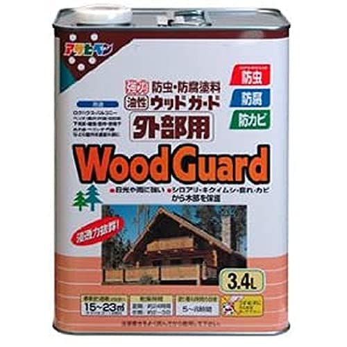 アサヒペン 塗料 ペンキ 油性 ウッドガード 外部用 3.4L ダークオーク 08 油性 木部用 屋外木部の保護 艶消し ステイン仕上げ 耐光性 耐水性 防カビ 防虫 防腐 日本製