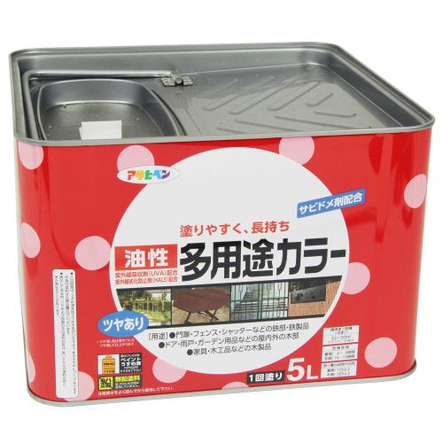 アサヒペン 絵の具 絵の具 油性多役立つこと色つや 5L 象牙色 油性 多役立つこと ツヤあり 1回ペンキ塗り サビドメ剤練りあわせる 紫外線吸いいれる剤練りあわせる 紫外線落ち込み押しとどめる剤練りあわせる 日本製