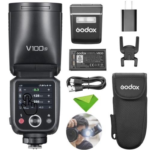 GodoxGodox V100S V100-S 100Ws TTL フラッシュ スピードライト、Sony カメラ用、2.4G ワイヤレス、外部タッチスクリーン フラッシュ付き、400 フルパワー フラッシュ、1.7 秒リサイクル時間