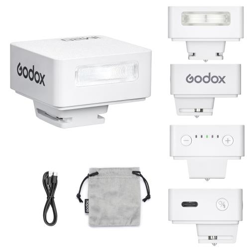 GodoxGodox iM20 white 写真機閃光電球、ミニフラッシュスピードライト、440 フルパワーフラッシュ、シングルコンタクトホットシュー、Fuji/Sony/Nikon/Canon/Olympus 写真機用内蔵乾電池 (iM20 White)