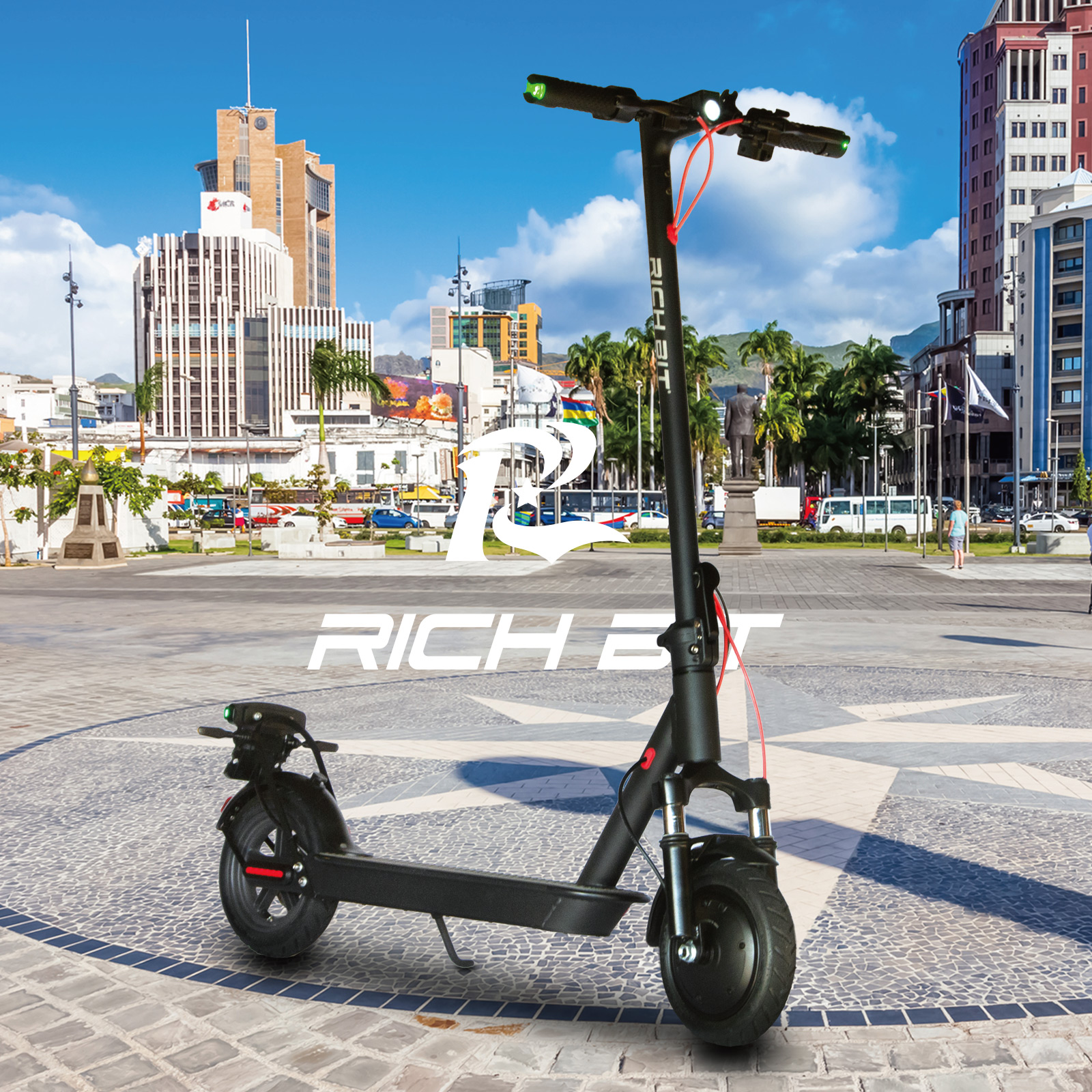 RICHBIT (Richbit) ES1 Pro Electric Kickboard, Specific Small Moped, Can Be Driven on Public Roads, Foldable, Lightweight, 13.8 kg, 8.5 inch Tires, 250W Motor, No License Required, Commute to School, Outdoor
