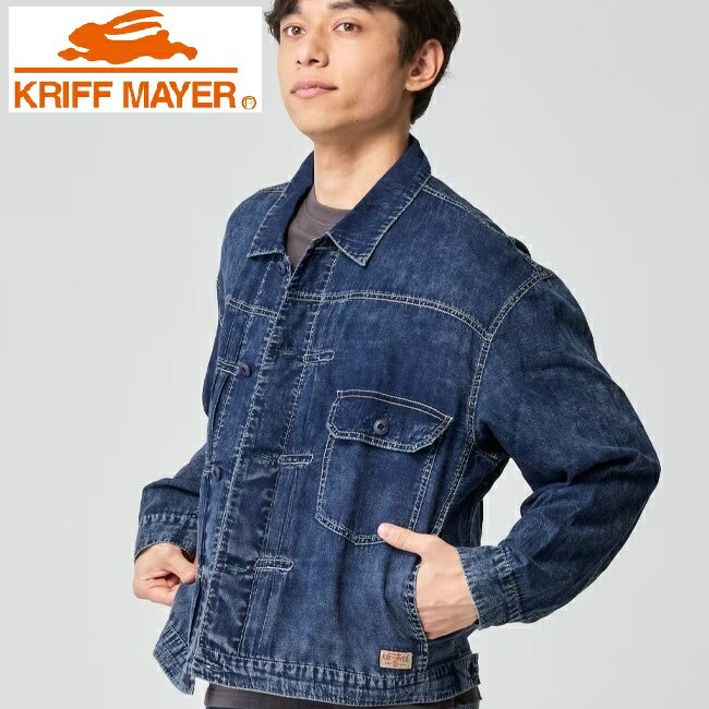 KRIFF MAYER ( クリフメイヤー ) エアーライトデニムジャケット | MENS | メンズ | 2545101 | ジャケット | デニム | 軽量 | 軽い | 通気性 | 羽織る | アウター | 春服 | 綿100% | インディゴ | くりふめいやー | カジュアル | オシャレ｜FIELD SEVEN