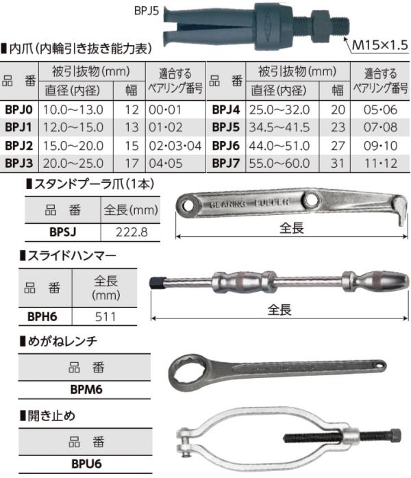 新しいスタイル スーパー ベアリングプーラ内爪 BPJ5 ad-naturam.fr