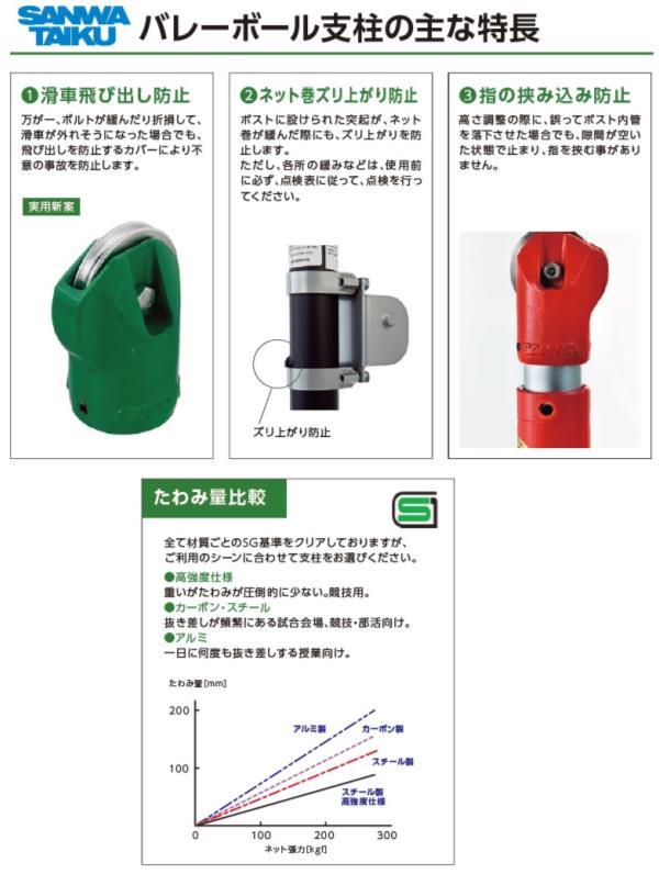 高価値 スチール製 体育館用バレー支柱 学校用具 スポーツ用具 三和体育 ピン式 Qcb27 Swt 特殊送料 ランク E S 02 Sp型