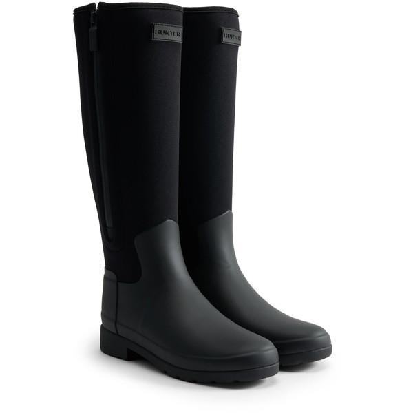 長靴 レディース レインブーツ WOMENS REFINED TALL NEOPRENE ZIP BOOT BLACK 【HUN】【36CE】