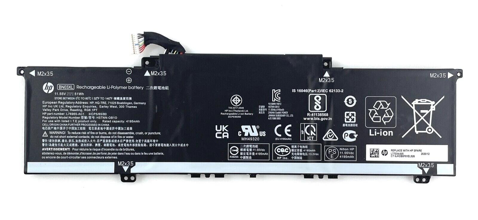新品 純正 Envy X360 13-BA0003,13-AY0055 15-ED0000,15-EE0257 15T-ED000 内蔵バッテリー BN03XL 11.55V 51Wh|Field ever
