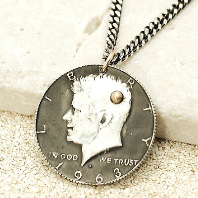 楽天市場 Amp Japan アンプジャパン ケネディコイン メンズ ネックレス シルバー925 18金イエローゴールド 5ak 102 あす楽対応 関東 フィガロ ｊ