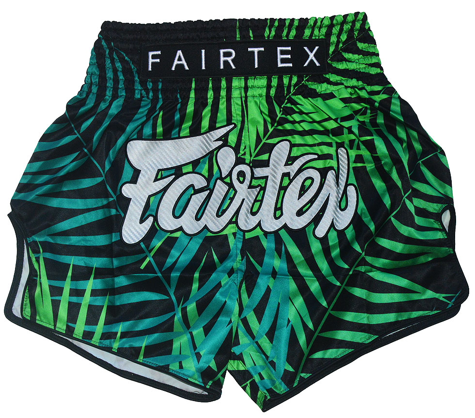 FAIRTEX 公明正大テックス ムエタイパンツ BS1945 トロピカル 岩礁柄 五分五分製 キックボクシング さる股引き 緑であること メンズ レディース