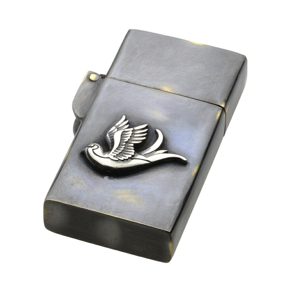 【FIGMART】ブラス オイルライター メンズ【z-s0074】スワロー ツバメ 燕 スリム 真鍮 ライターケース ZIPPO ジッポ 送料無料