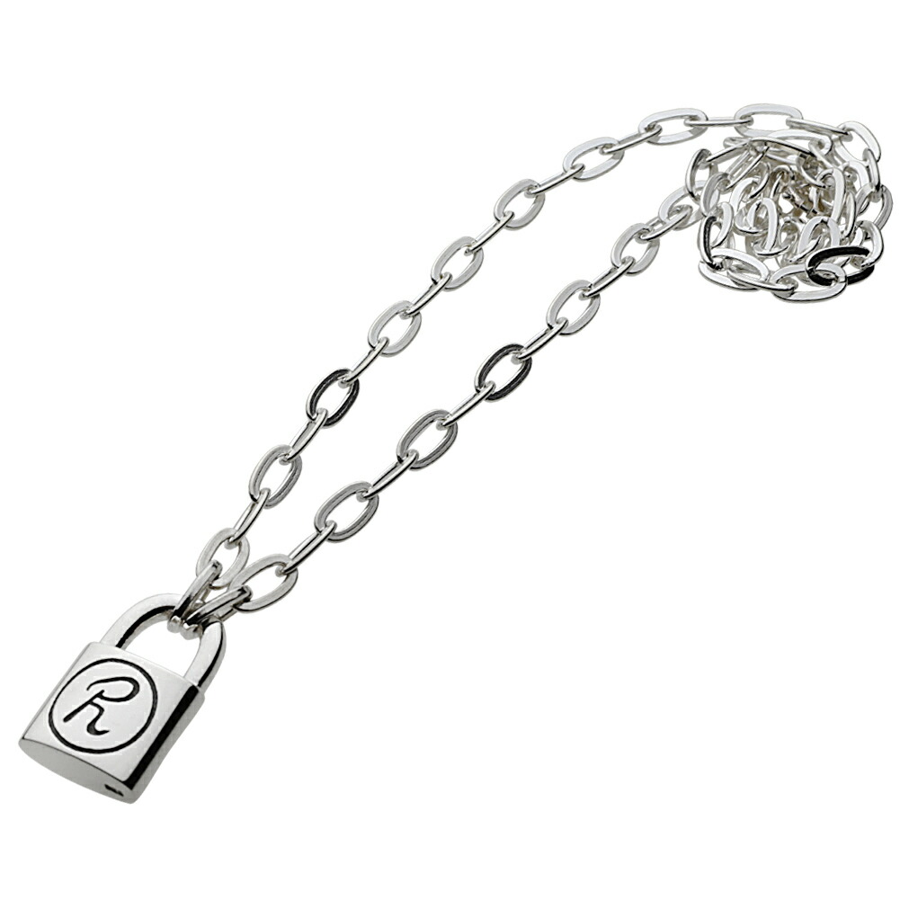 【FIGMART】 FIG-fp0215 ロック パドロック シルバー ネックレス シルバアクセサリー 純銀 925 ペンダントトップ チェーンセット 南京錠 鍵 錠前 キー イニシャル R プレート シンプル パンク ギフト 誕生日 記念日 ペア 鎖 バンド ハード ヘビメタ 音楽 シド ナンシー 魂