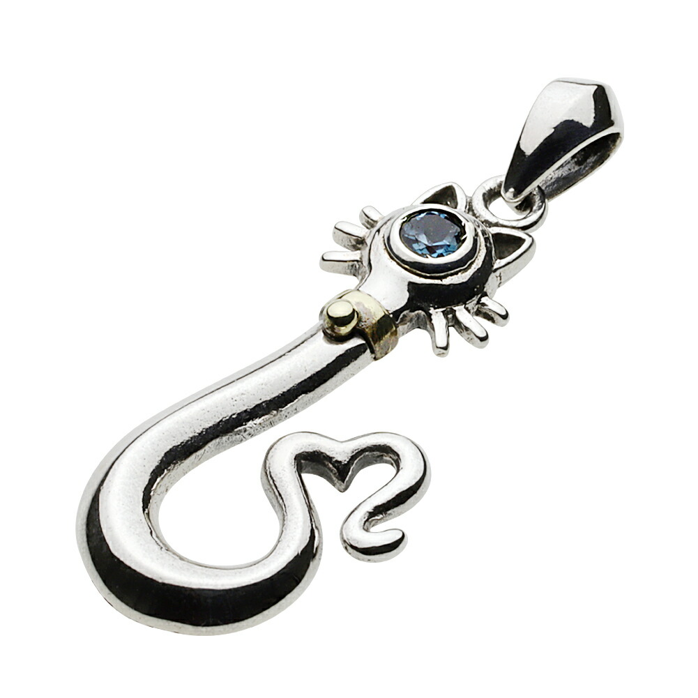 シルヴァー 佩び物 シルバーシャンデリヤ シルバー925 メンズ レディース ネックレス にゃんにゃん キャタピラ 魚族ホック ロンドンブルートパーズ 胸懐 Figmart ねこ フィッシュフック シルバーペンダント シルバーアクセサリー Fp0515 Pasadenasportsnow Com