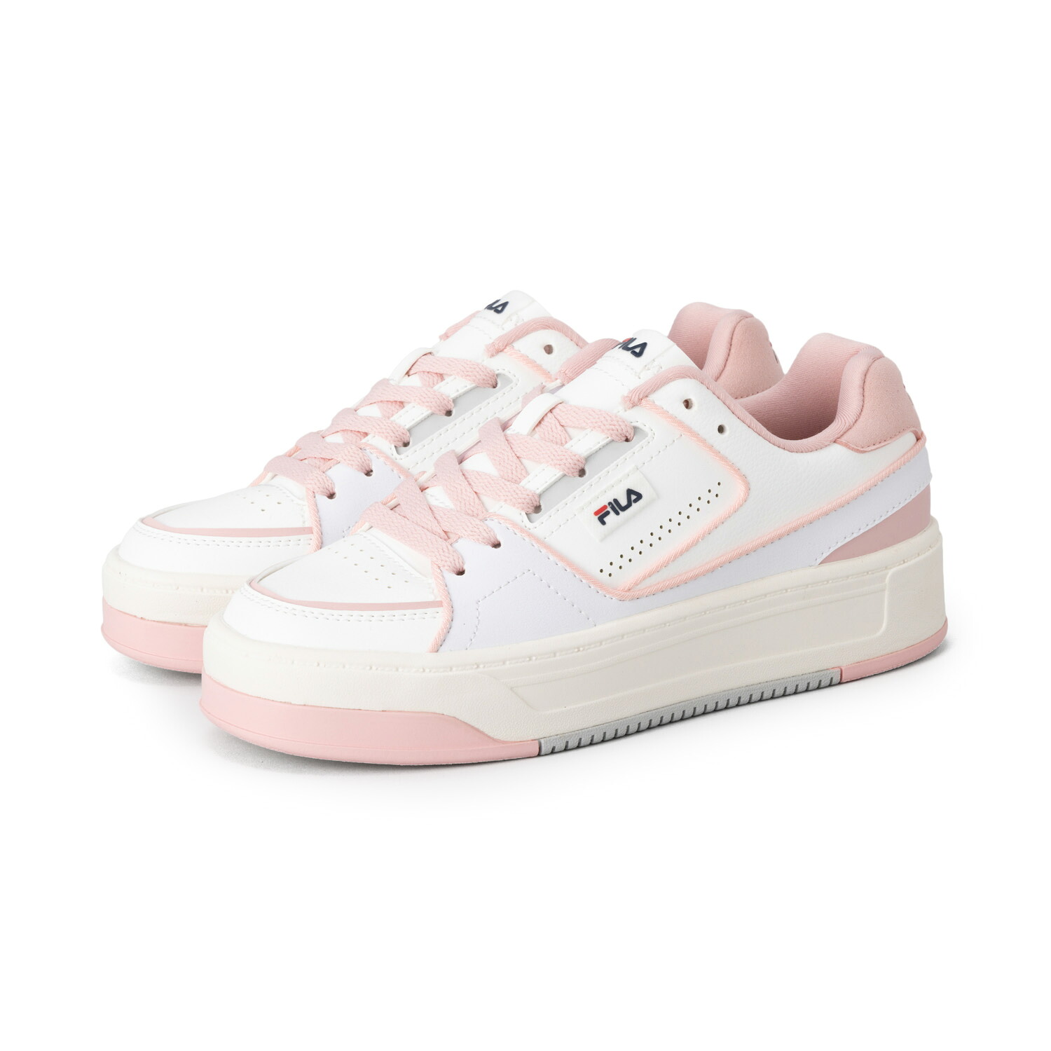 在庫限り outlet / 処分特価品 FUFW25040116FILA COURT FEATHERY V2 BRIGHT WHITE/SILVER PINK/SNOW WHITEカジュアルスニーカー画像