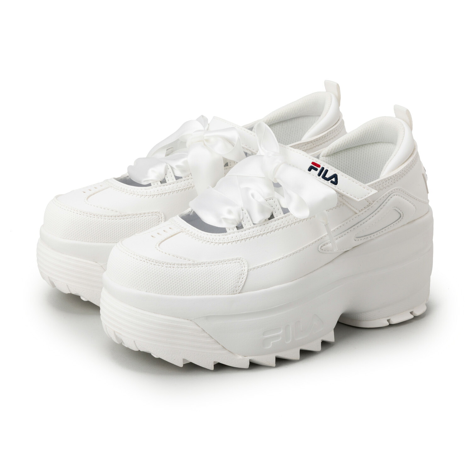 在庫限り outlet / 処分特価品 FM0101978100DISRUPTOR WEDGE BALLETBright White/Chinese Red/PeacoatFILA フィラ レディース 厚底 スニーカー リボン スカーフ 靴 韓国ファッション バレエコア｜FILA FOOTWEAR 店