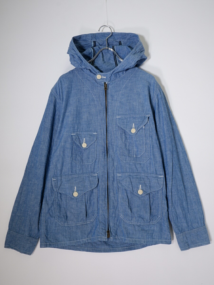 POST O'ALLS OVERALLSポストオーバーオールズ USA製 CRUZER PARKA シャンブレークルーザーパーカージャケット【MJKA81201】【INDIGO CHAMBRAY 】【S】【中古】【沖縄.離島以外 送料無料】【DM260324】