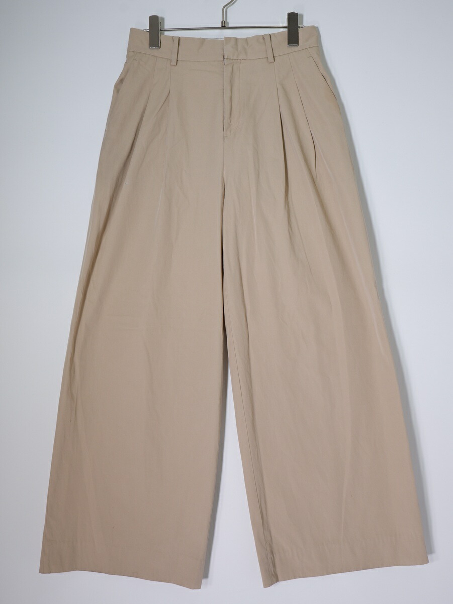 Deuxieme Classeドゥーズィエムクラス 2023SS Cotton ワイドパンツ(コットンワイドパンツ)【LPTA81102】【ベージュ】【36】【中古】【沖縄.離島以外 送料無料】【DM260303】